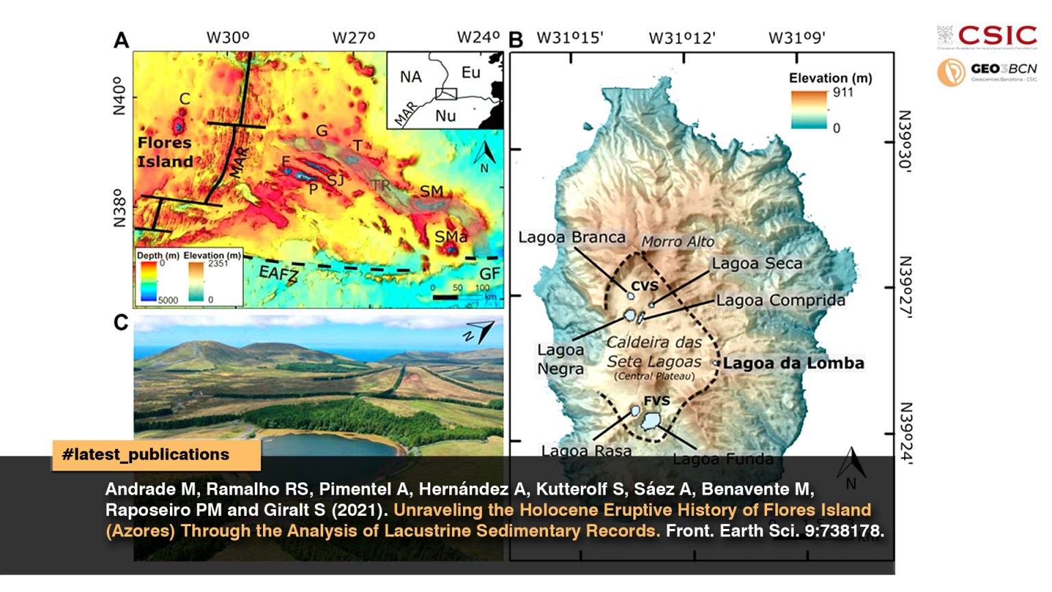 Unraveling the Holocene Eruptive History of Flores Island (Azores) Through the Analysis of Lacustrine Sedimentary Records